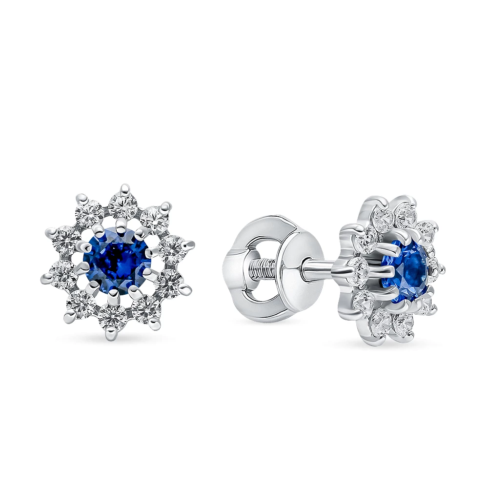 Серьги с фианитами из серебра 925 пробы