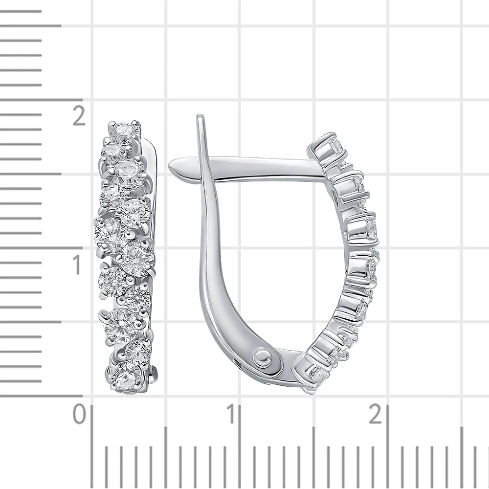 Серьги с фианитами из серебра 925 пробы