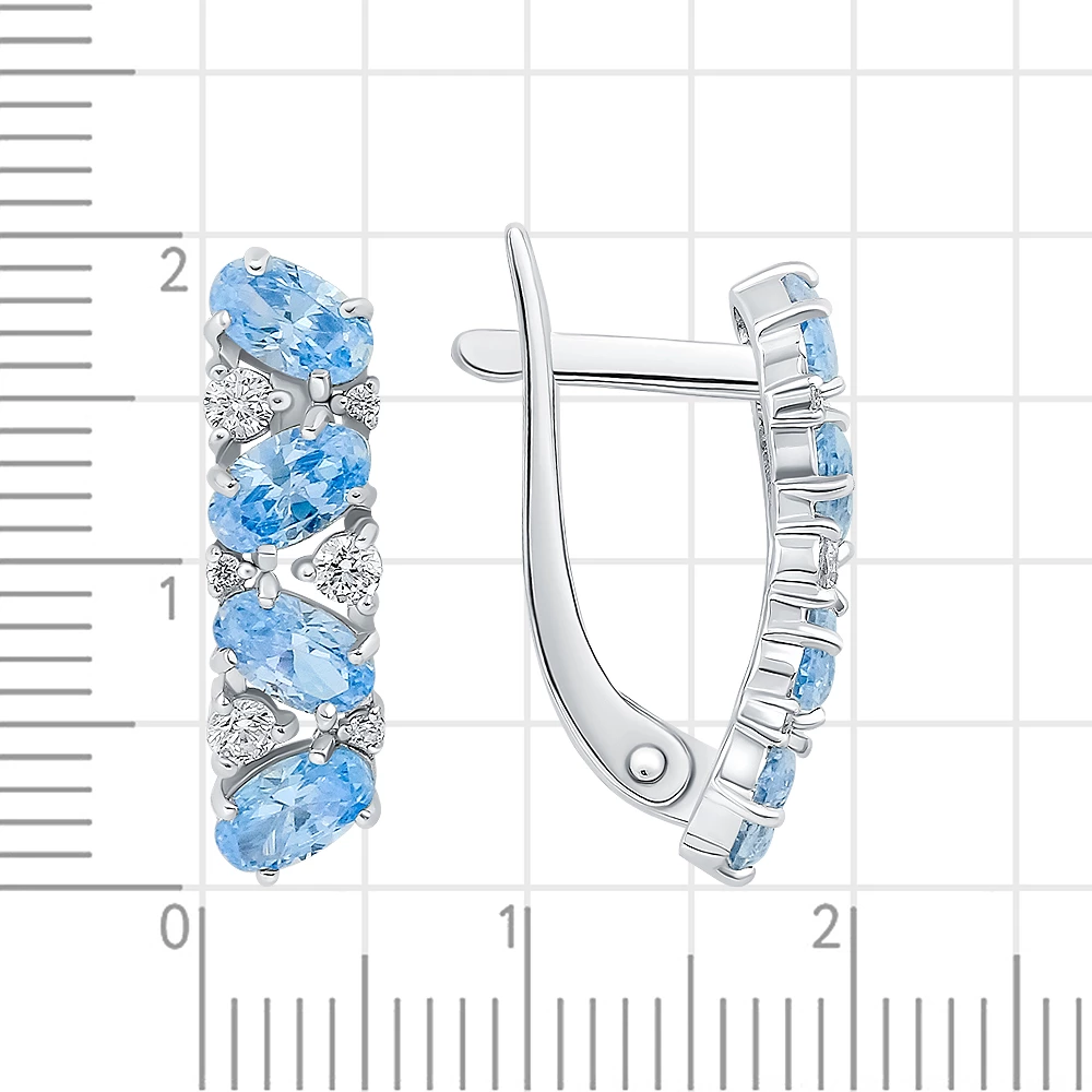 Серьги с фианитами из серебра 925 пробы