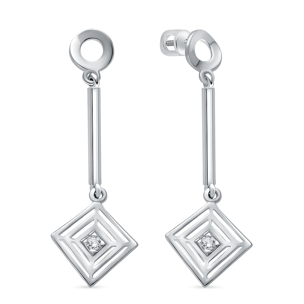 Серьги с фианитами из серебра 925 пробы 1