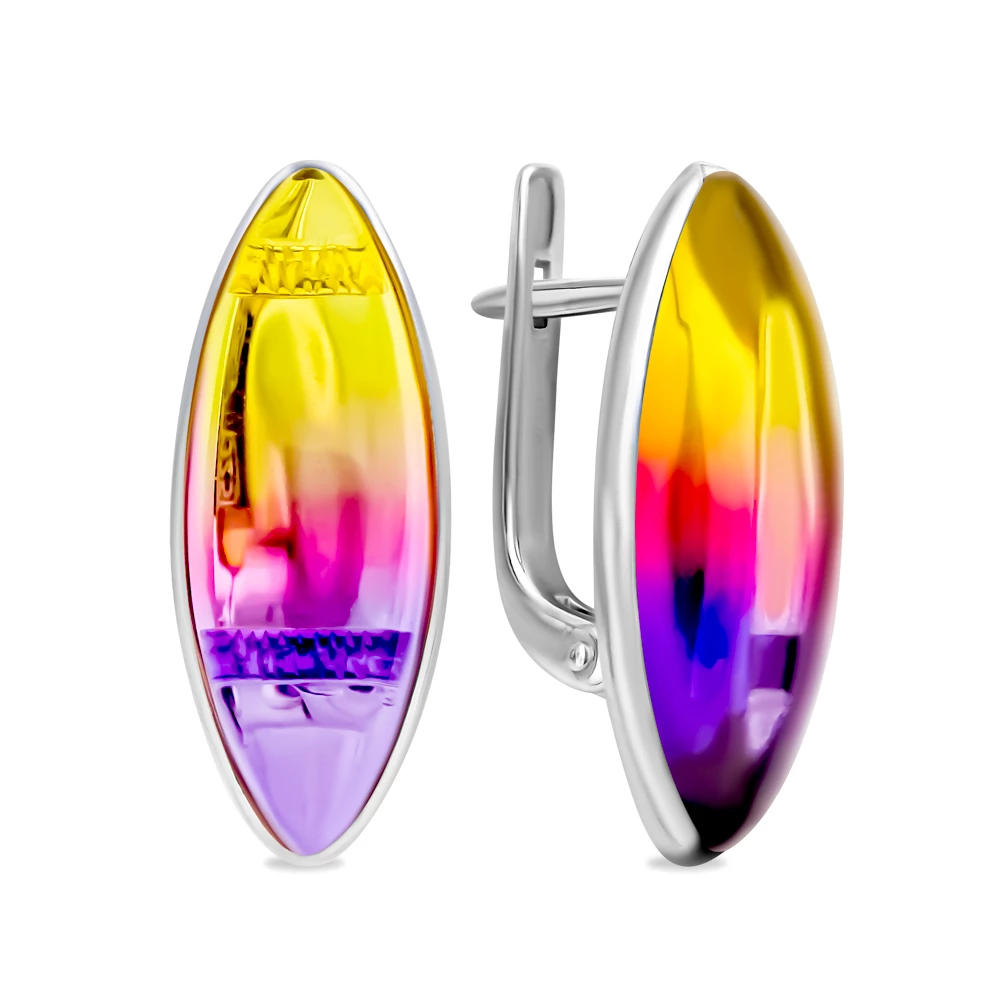 Серьги с кварцем из серебра 925 пробы 1