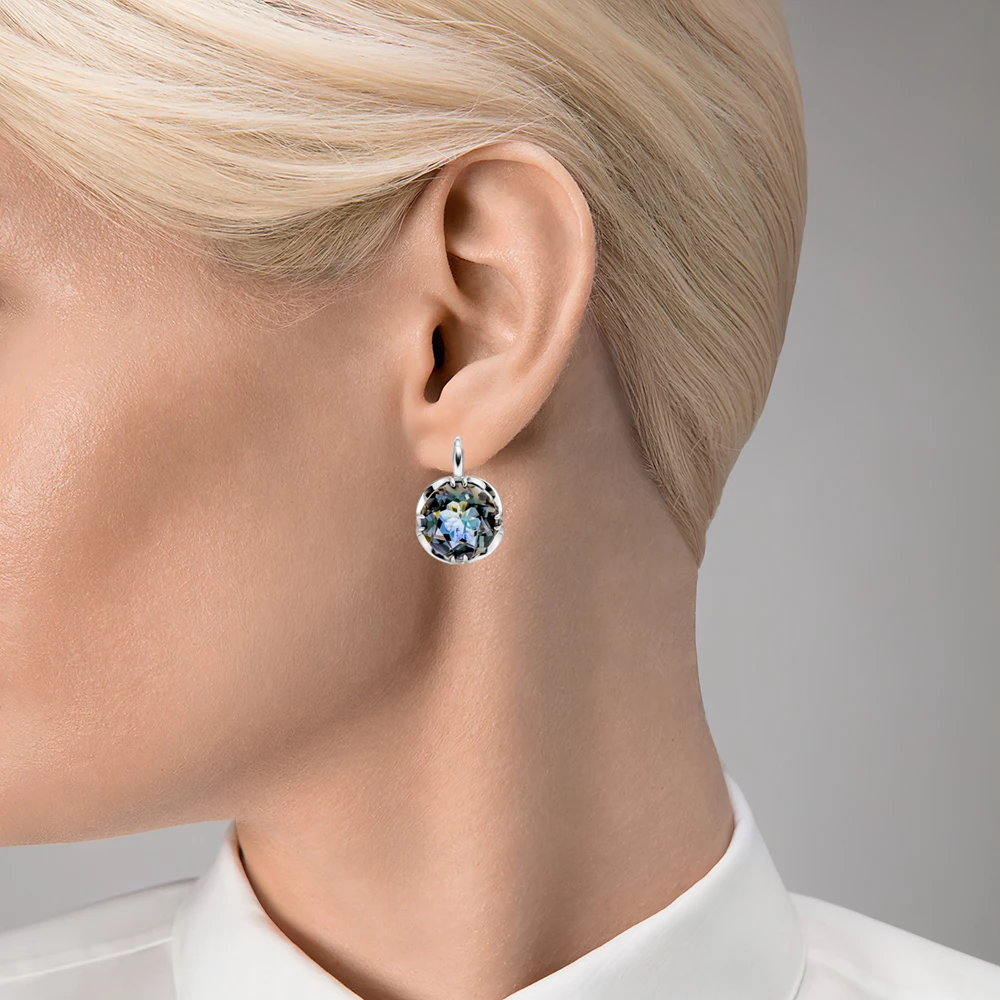 Серьги с горным хрусталём из серебра 925 пробы
