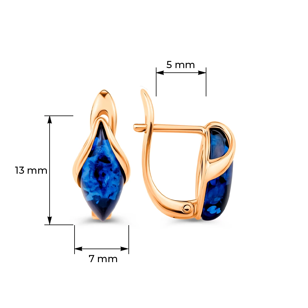 Серьги с янтарем из серебра 925 пробы