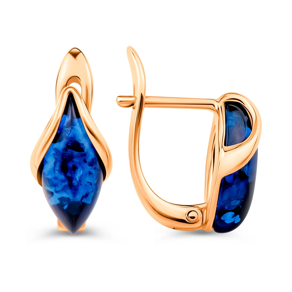 Серьги с янтарем из серебра 925 пробы