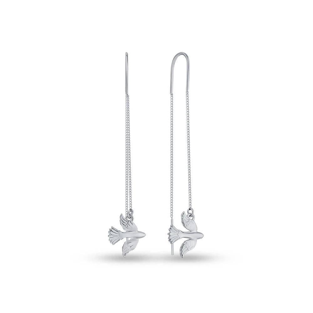 Серьги  Птица из серебра 925 пробы 1