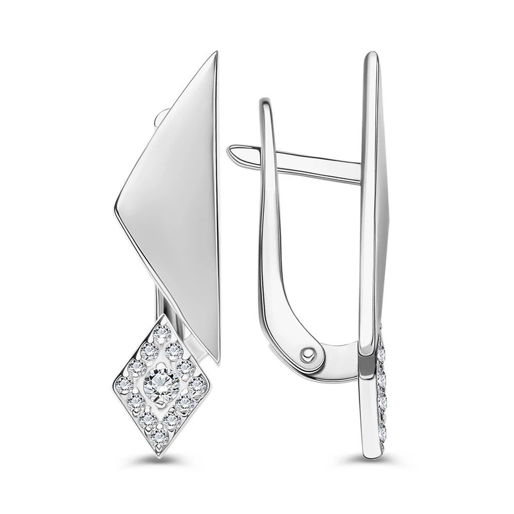 Серьги с фианитами из серебра 925 пробы 2