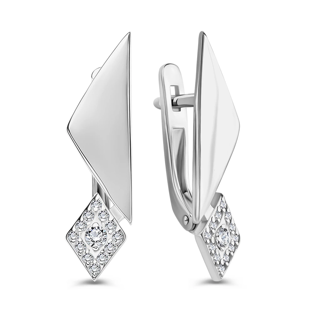 Серьги с фианитами из серебра 925 пробы 1