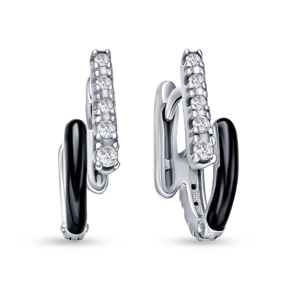 Серьги с фианитами из серебра 925 пробы