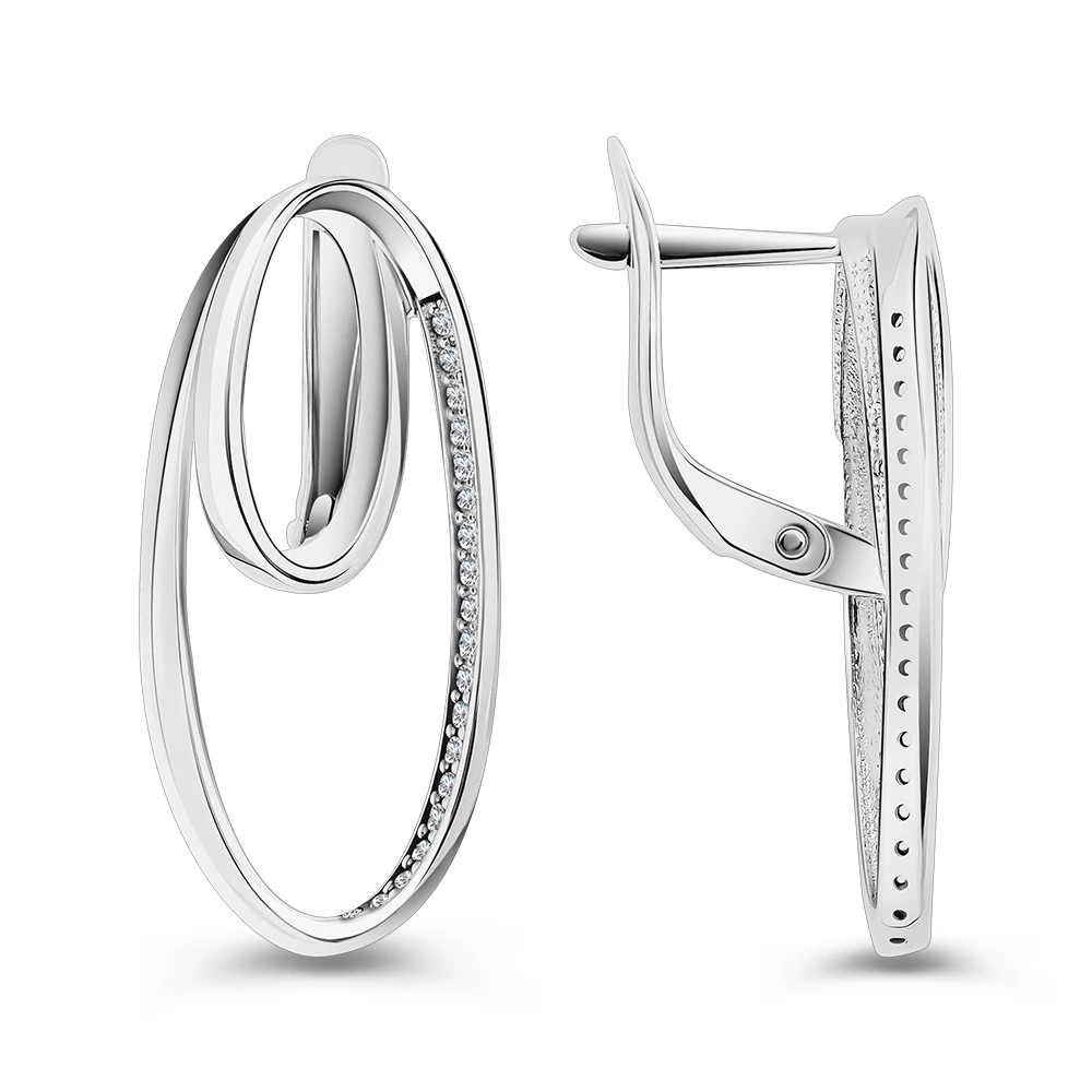 Серьги с фианитами из серебра 925 пробы 2