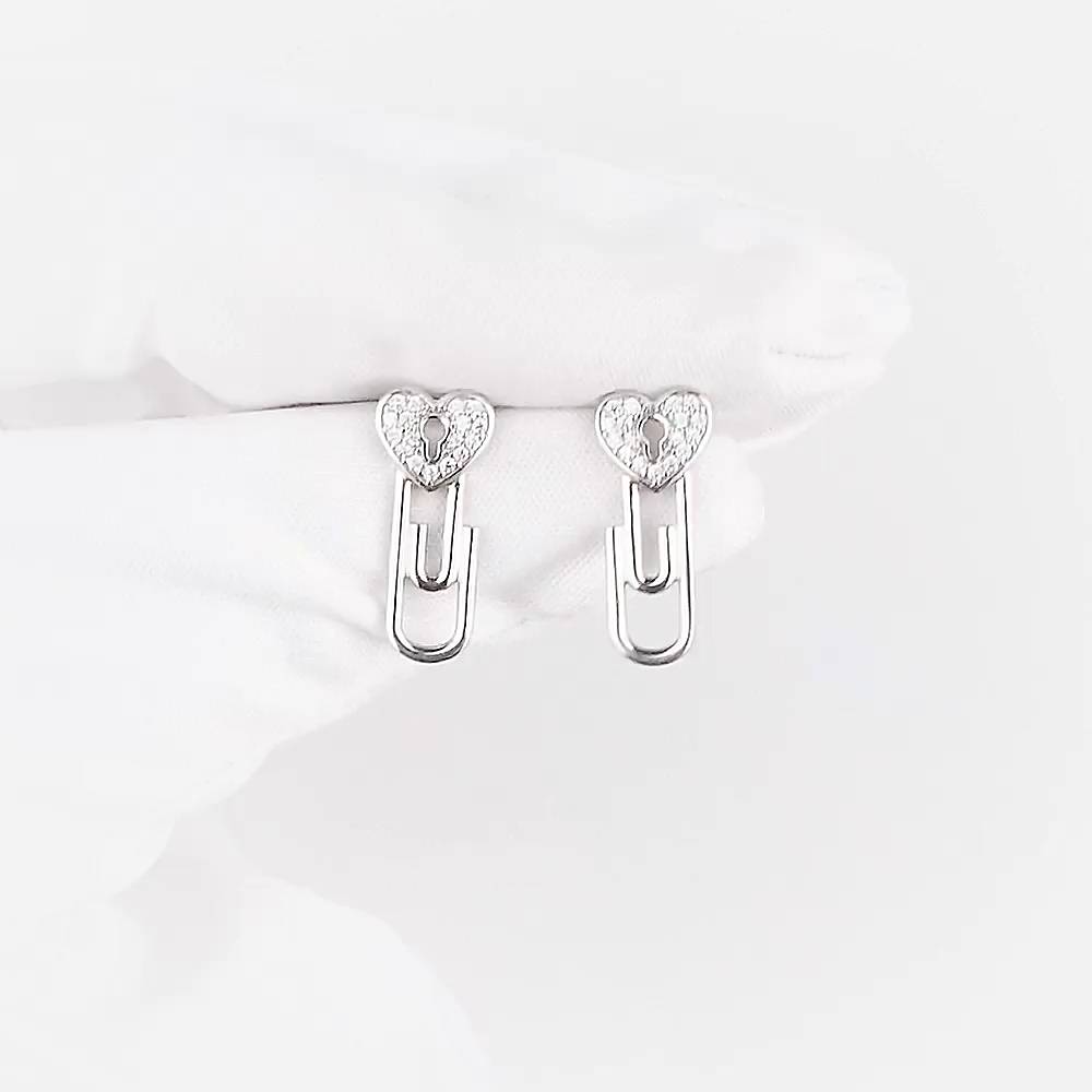 Серьги с фианитами из серебра 925 пробы 1
