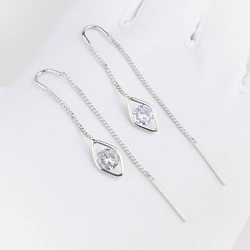 Серьги с фианитами из серебра 925 пробы 1