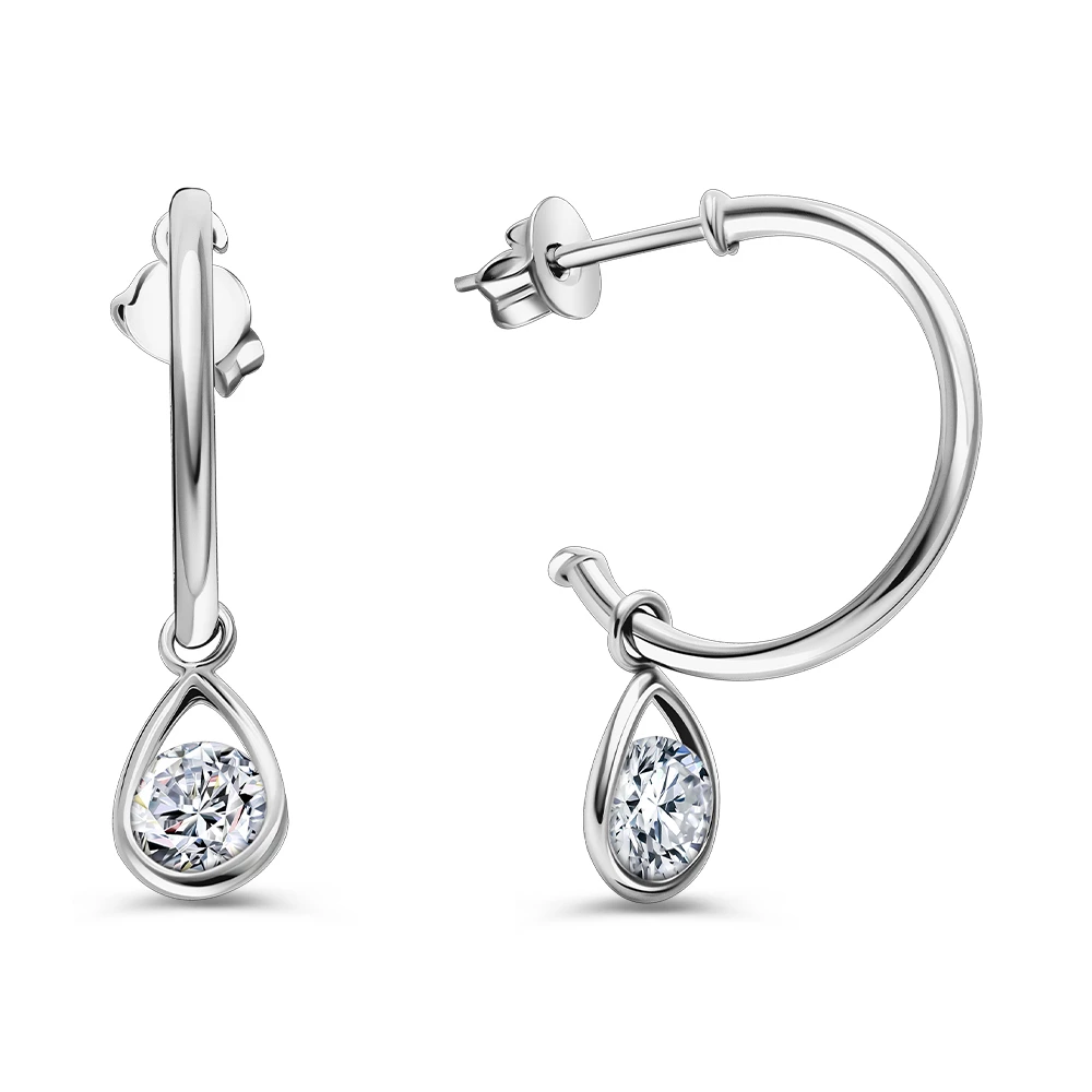 Серьги с фианитами из серебра 925 пробы 1