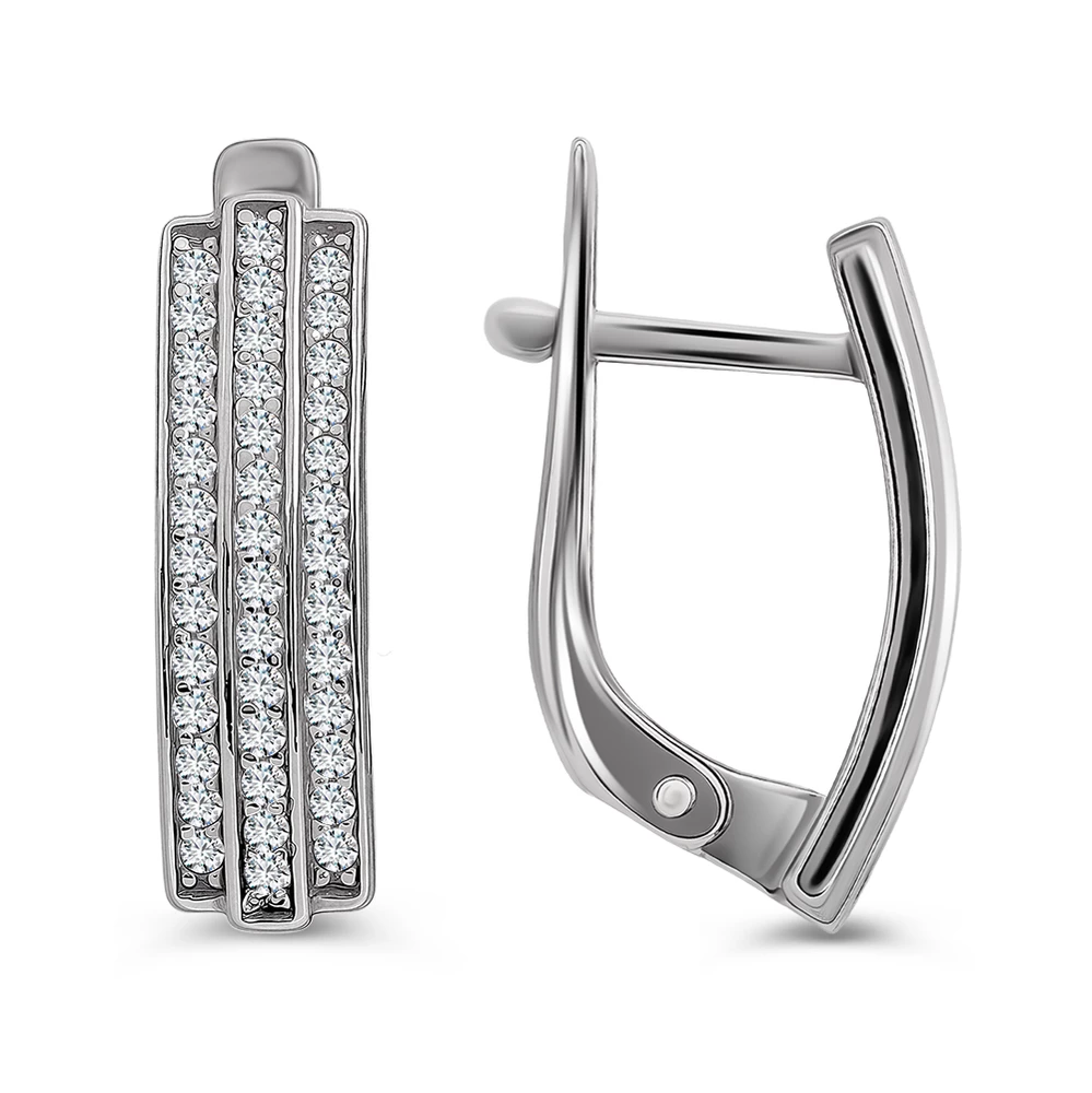 Серьги с фианитами из серебра 925 пробы 3