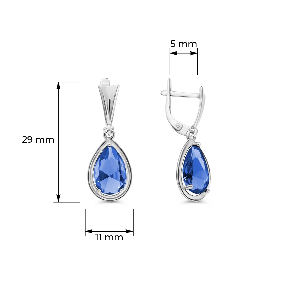Серьги с цирконами из серебра 925 пробы