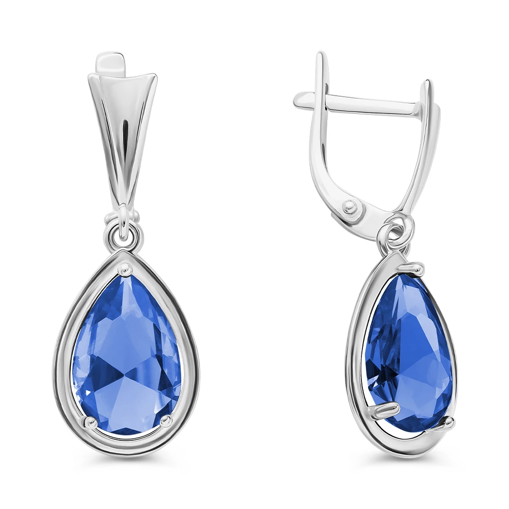 Серьги с цирконами из серебра 925 пробы