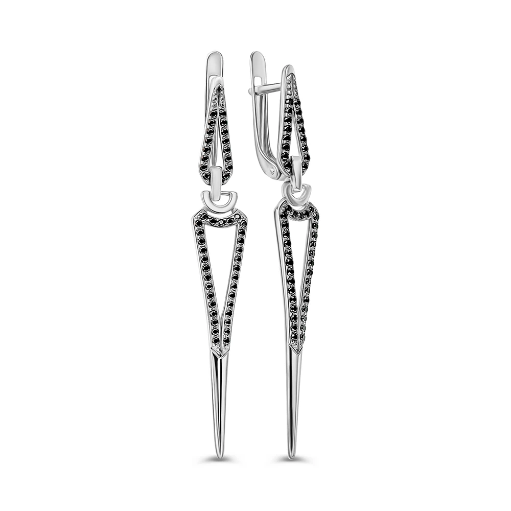 Серьги с фианитами из серебра 925 пробы
