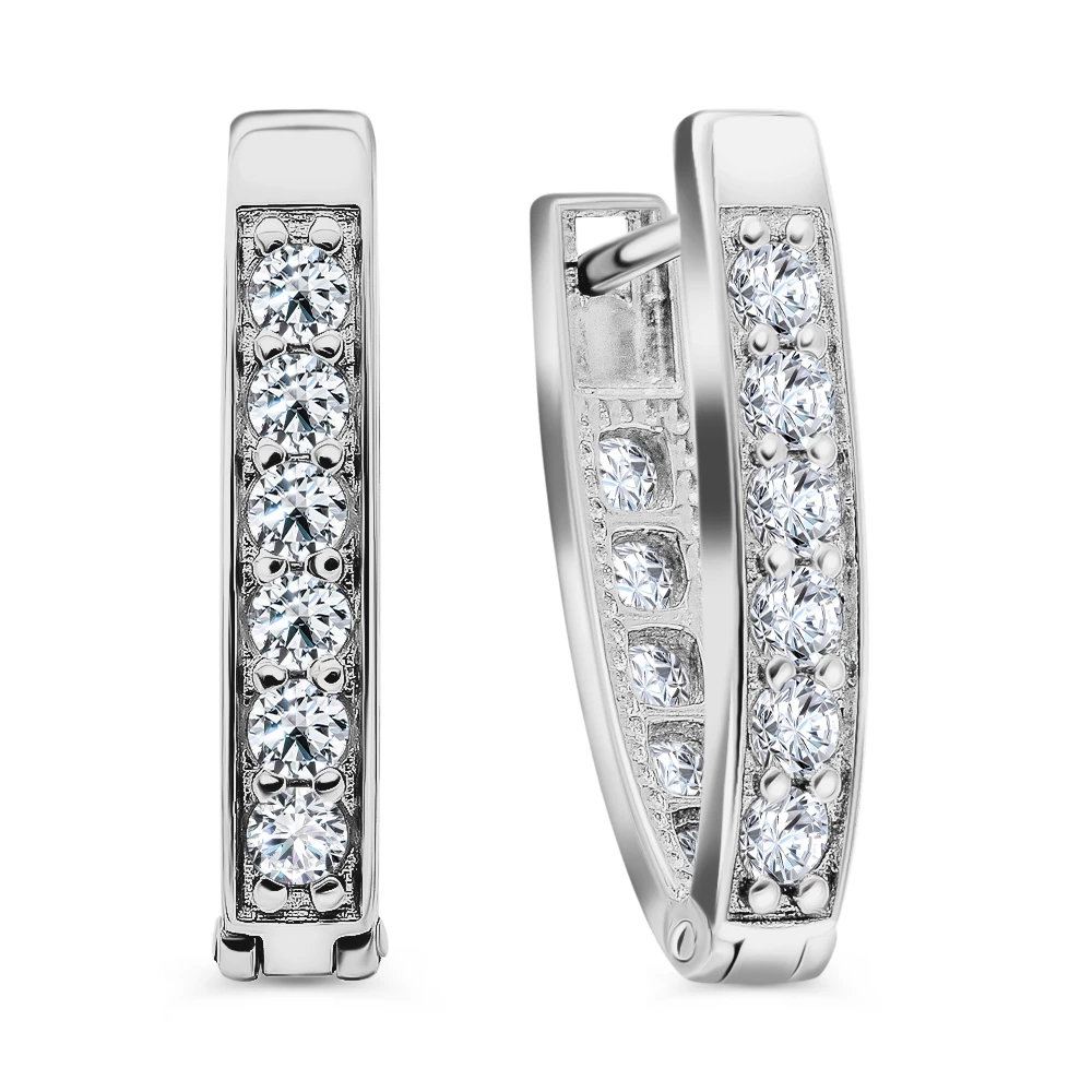 Серьги с фианитами из серебра 925 пробы 1