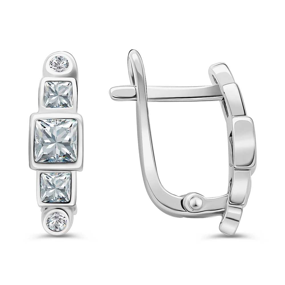 Серьги с цирконами из серебра 925 пробы