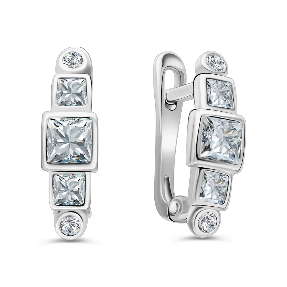 Серьги с цирконами из серебра 925 пробы
