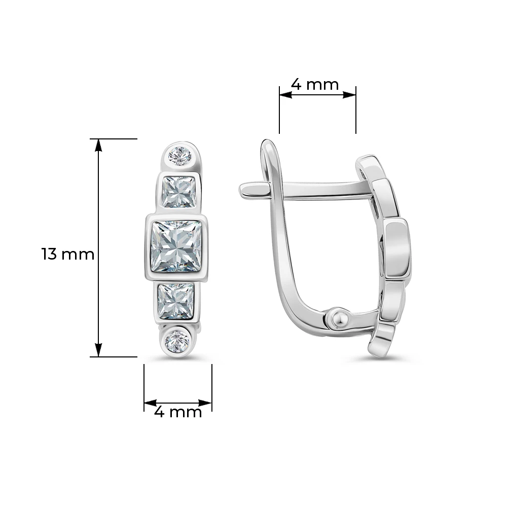 Серьги с цирконами из серебра 925 пробы
