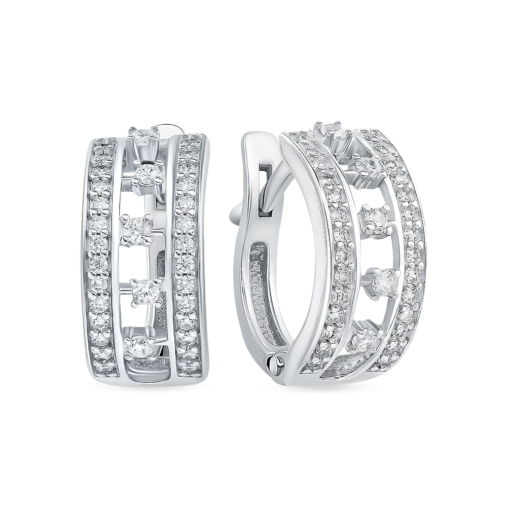 Серьги с фианитами из серебра 925 пробы 1