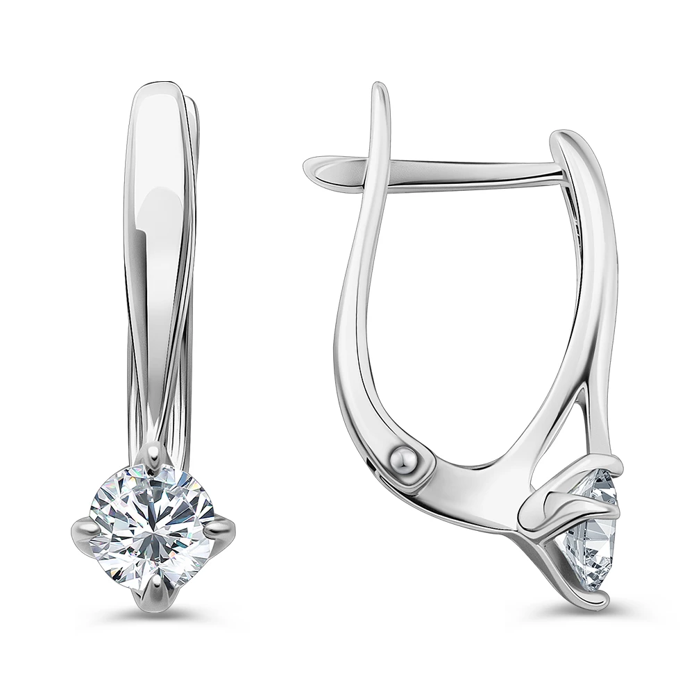 Серьги с цирконами из серебра 925 пробы