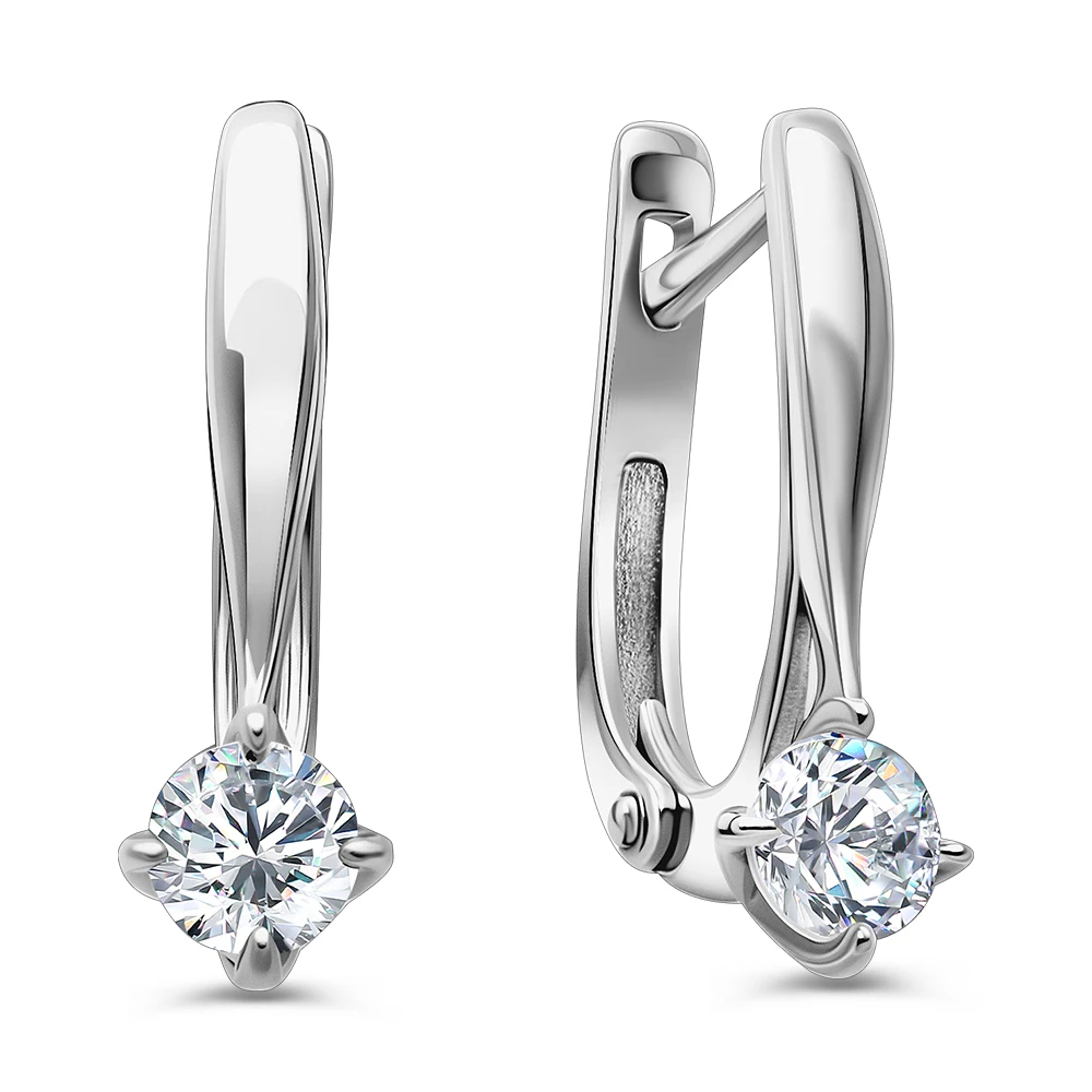 Серьги с цирконами из серебра 925 пробы
