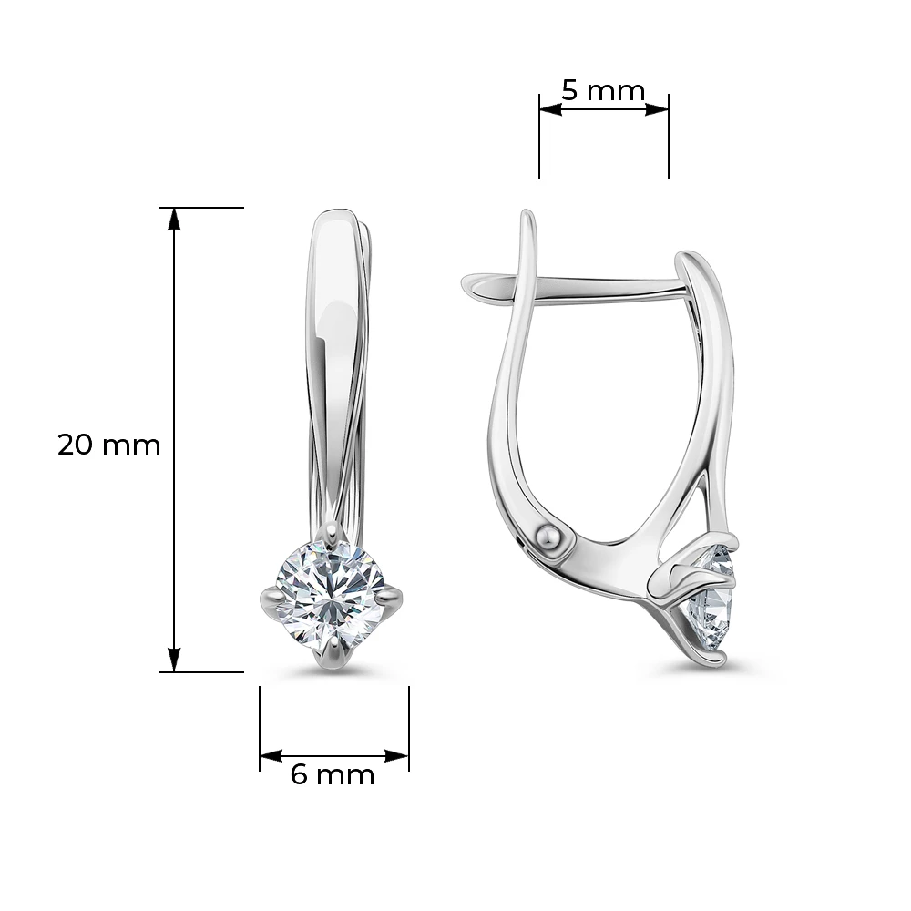 Серьги с цирконами из серебра 925 пробы