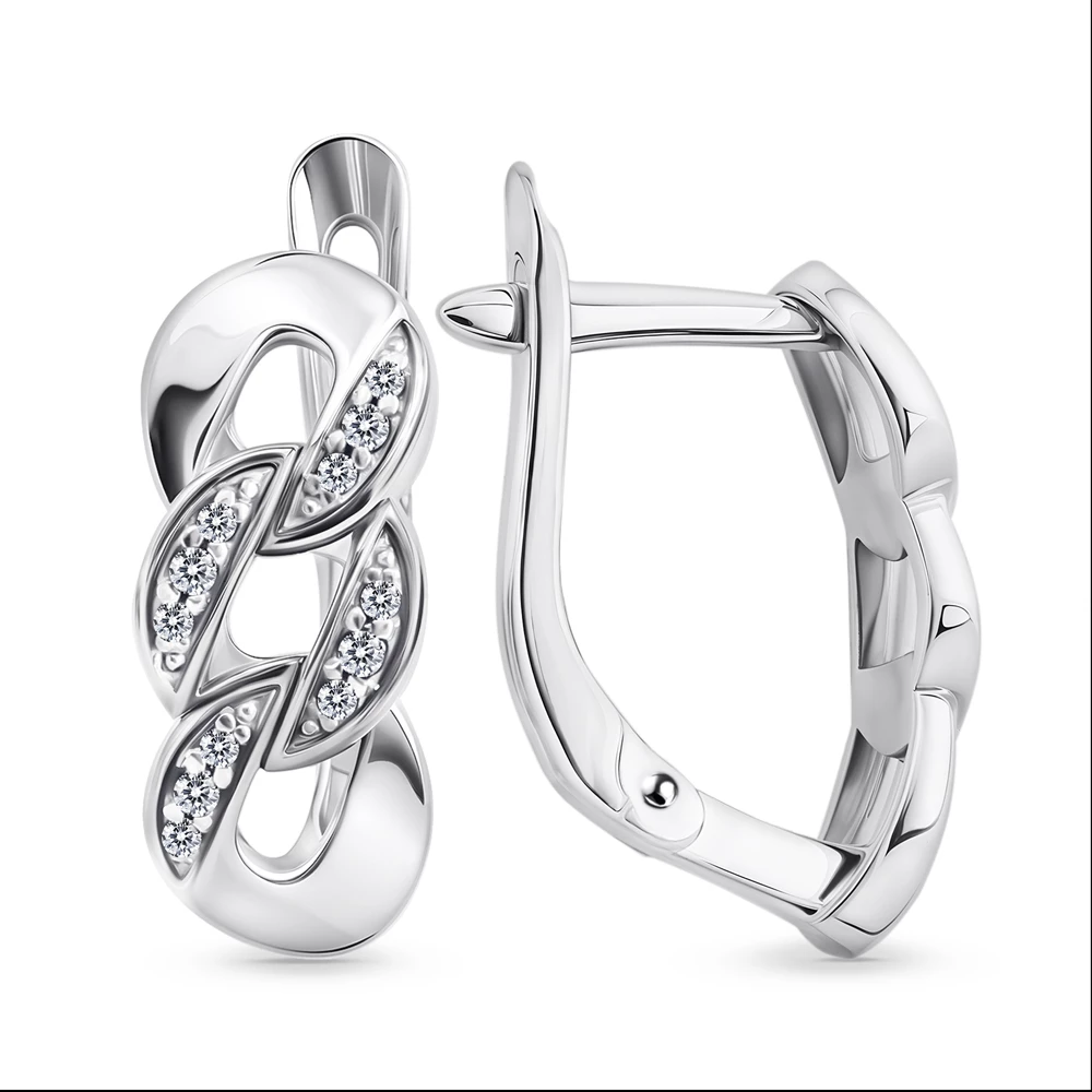 Серьги с фианитами из серебра 925 пробы 3