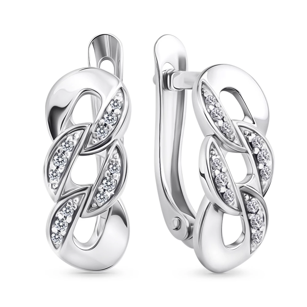 Серьги с фианитами из серебра 925 пробы 2