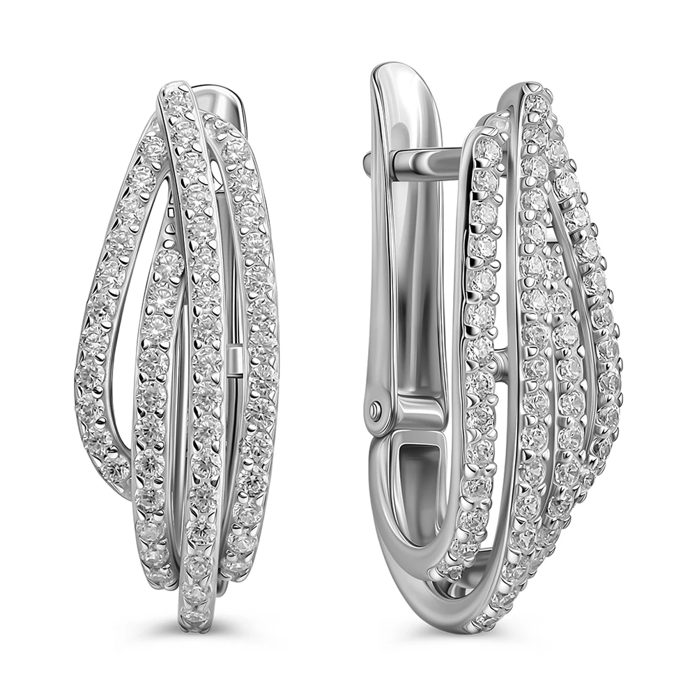 Серьги с фианитами из серебра 925 пробы 1