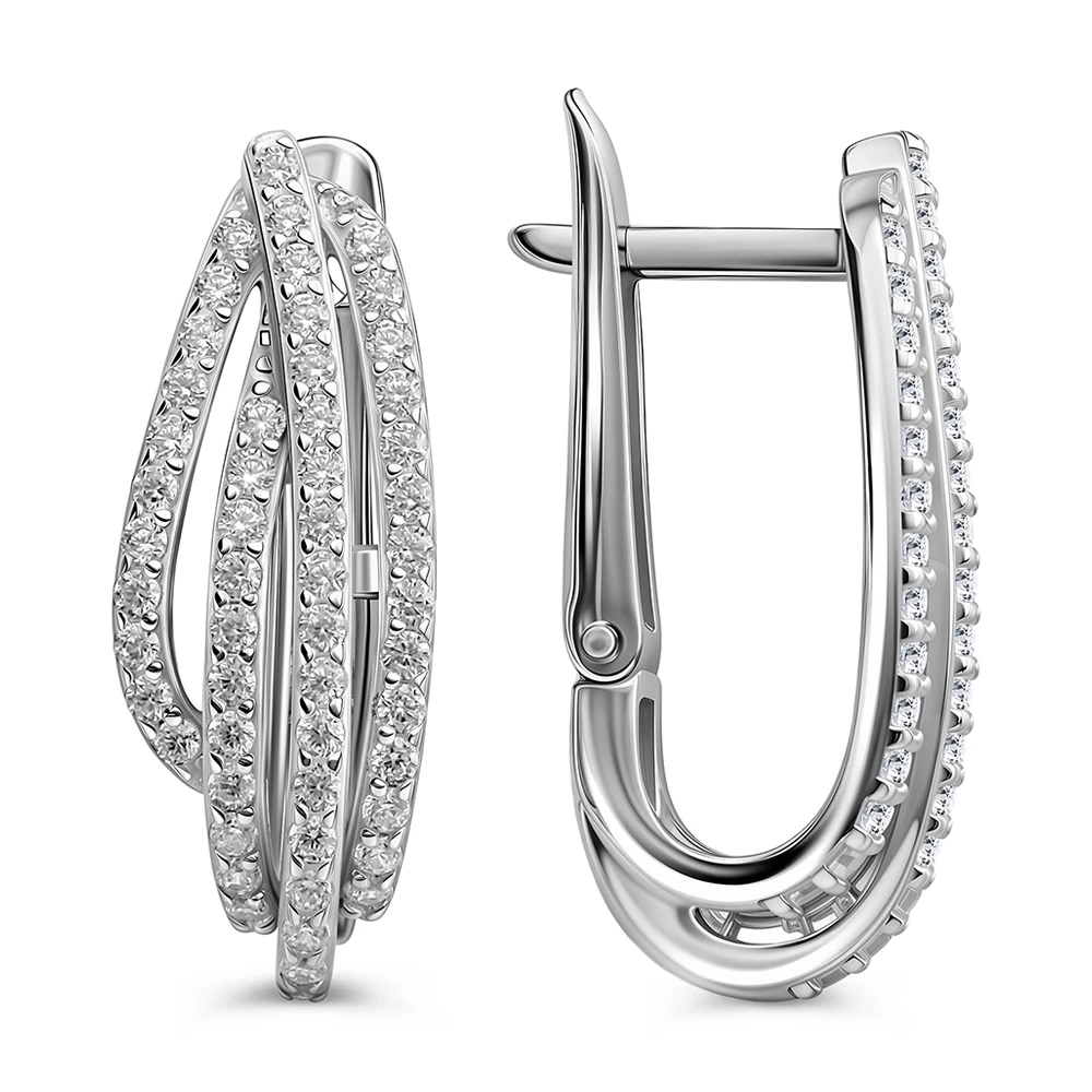 Серьги с фианитами из серебра 925 пробы 2