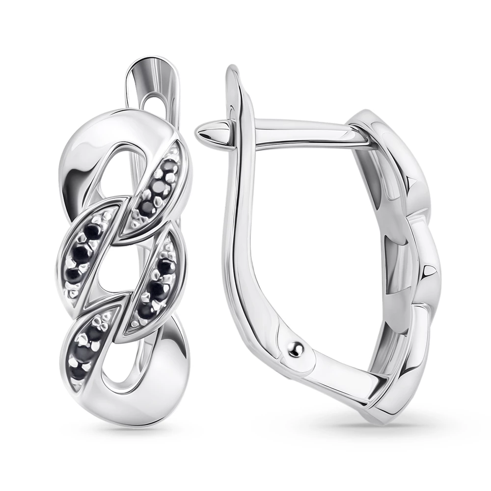 Серьги с фианитами из серебра 925 пробы