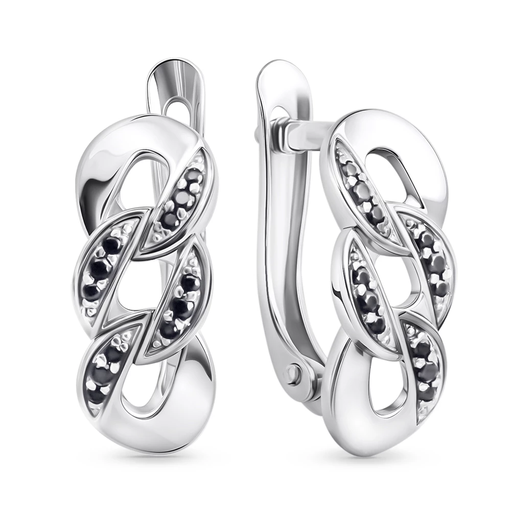 Серьги с фианитами из серебра 925 пробы