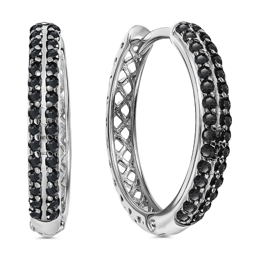 Серьги с фианитами из серебра 925 пробы