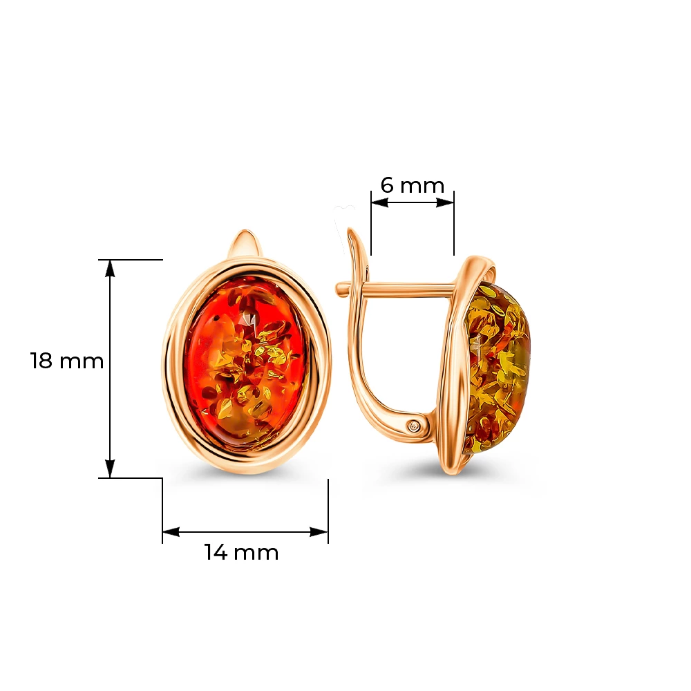 Серьги с янтарем из серебра 925 пробы