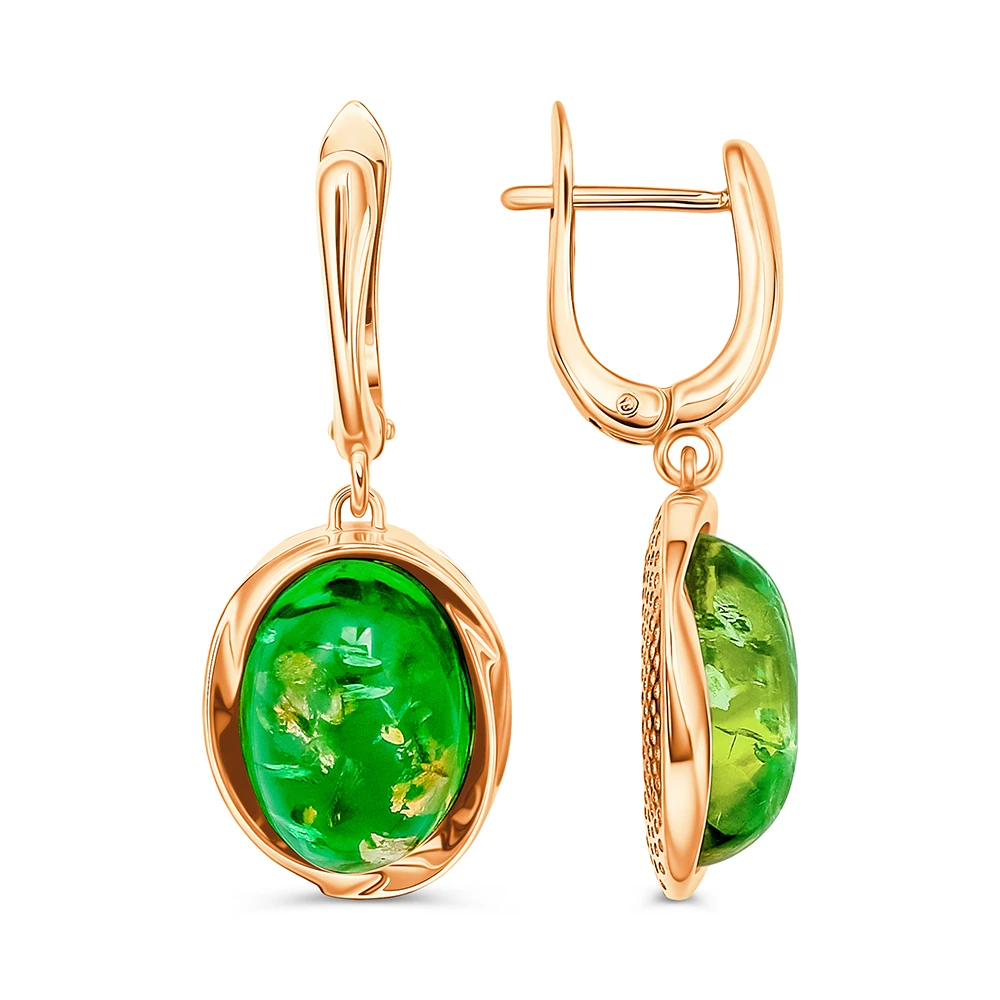Серьги с янтарем из серебра 925 пробы