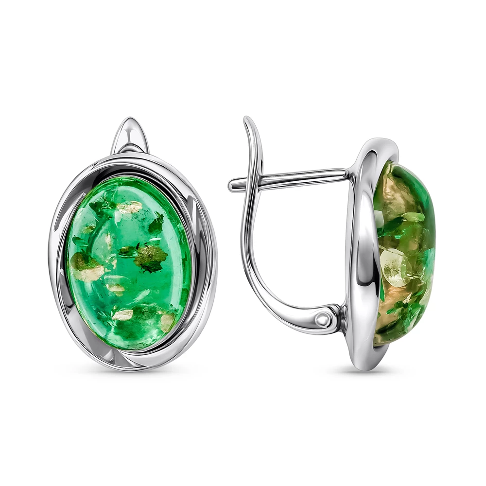 Серьги с янтарем из серебра 925 пробы