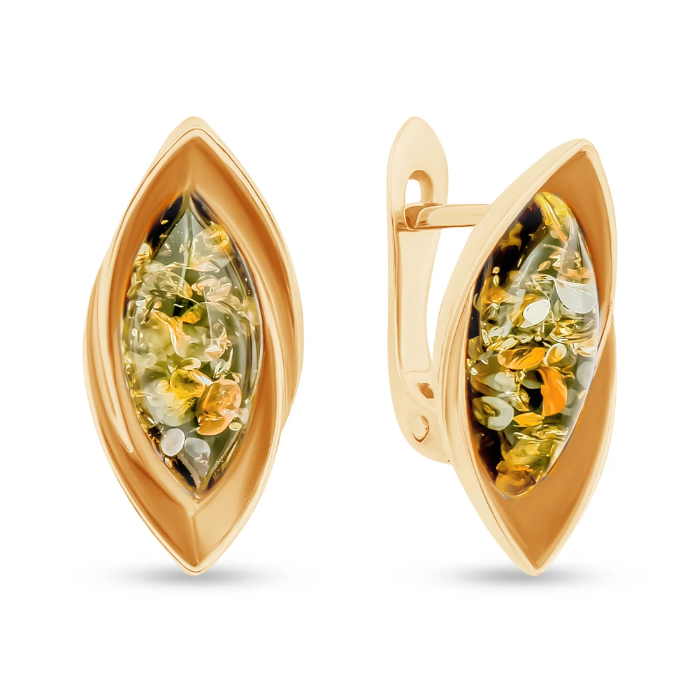 Серьги с янтарем из серебра 925 пробы