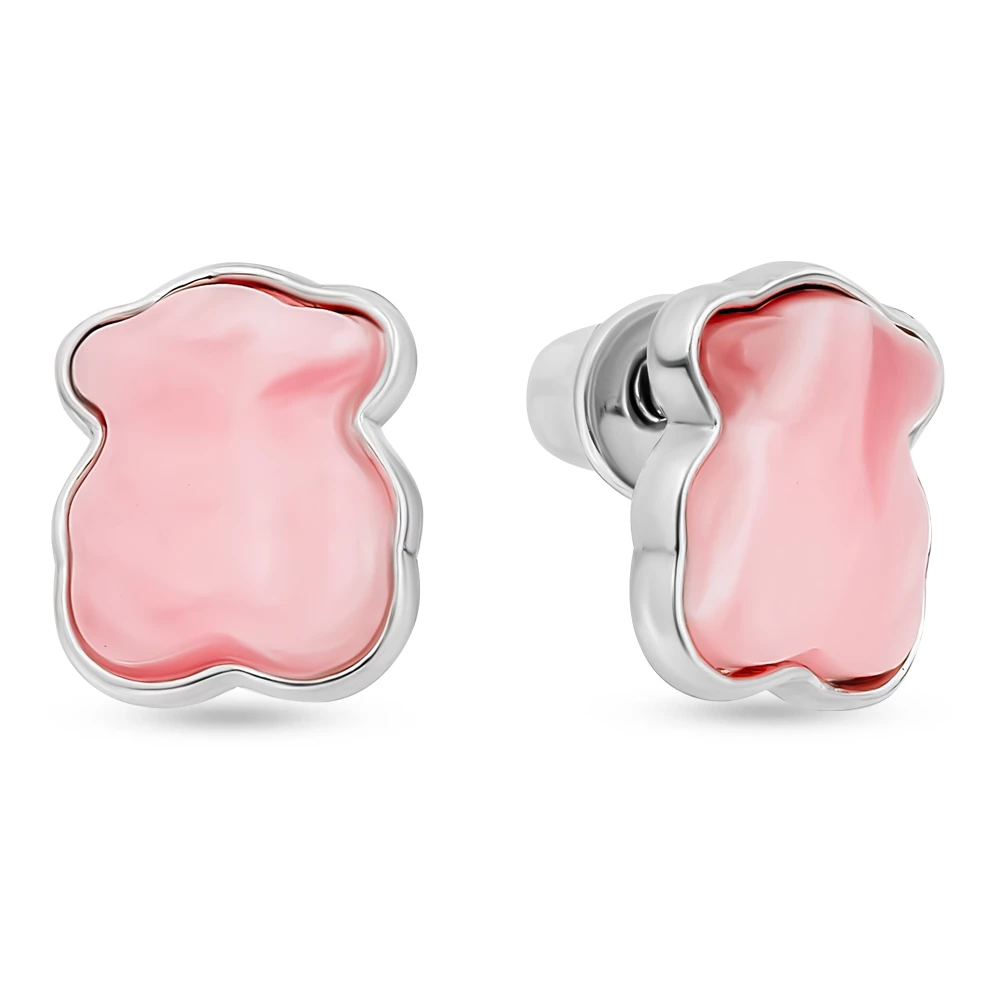 Серьги  Мишка с кварцем из серебра 925 пробы