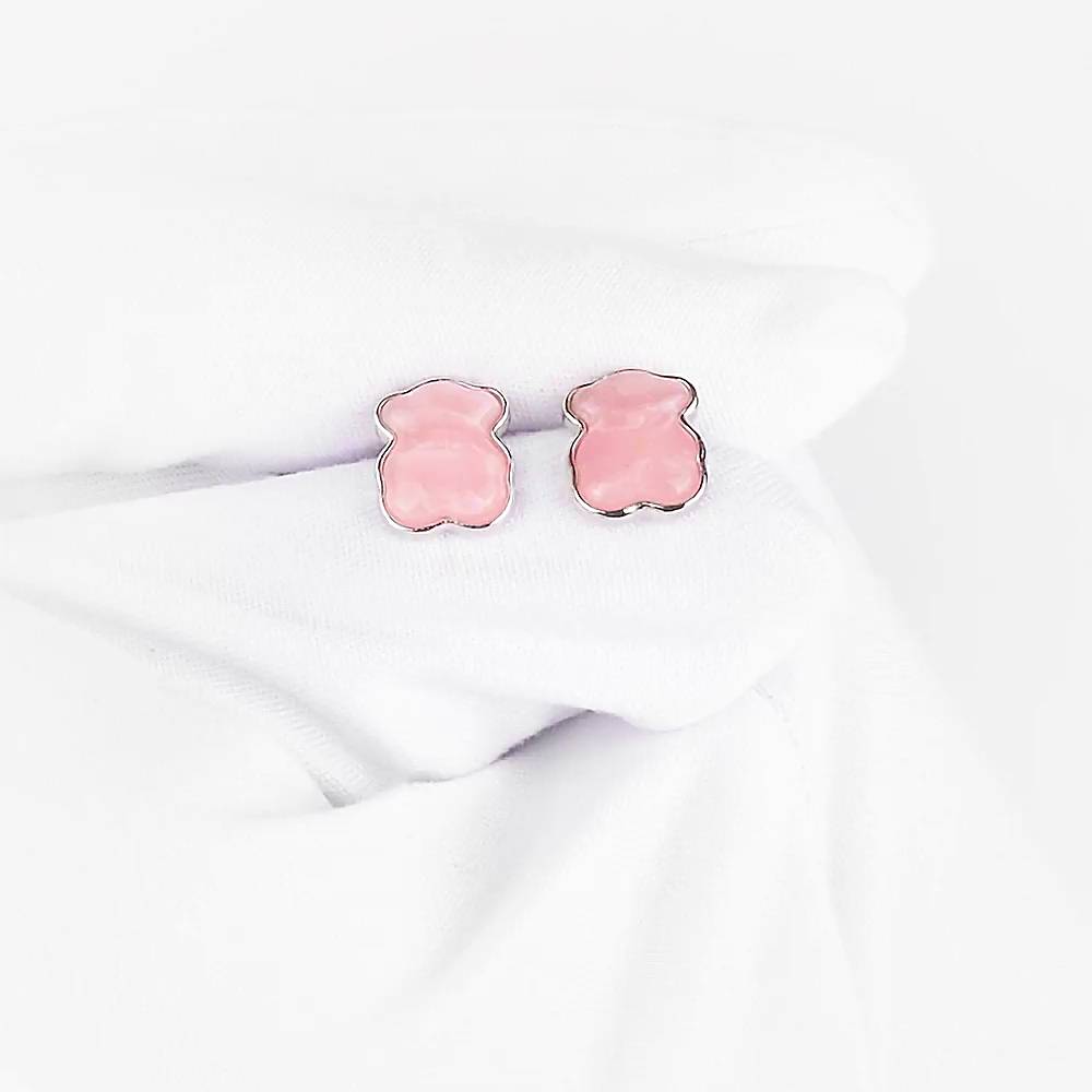 Серьги  Мишка с кварцем из серебра 925 пробы 1
