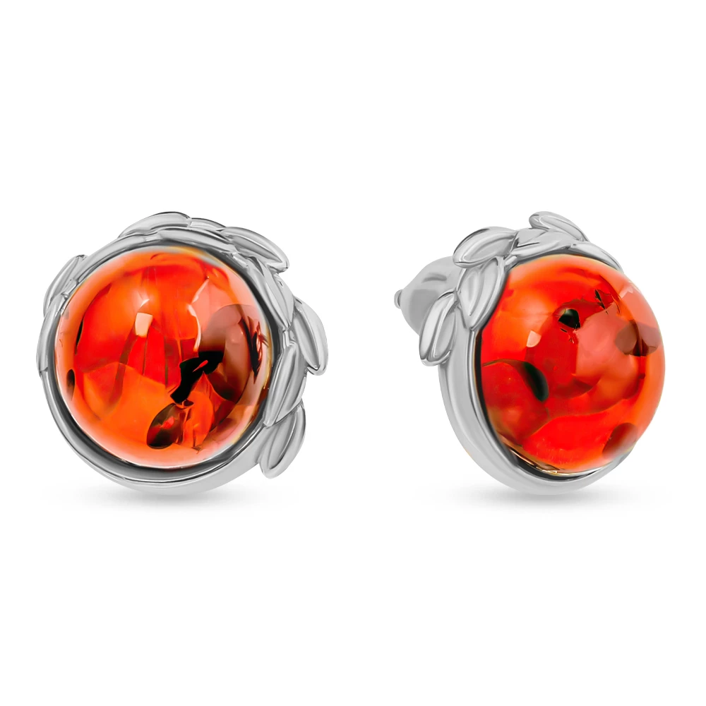 Серьги с янтарем из серебра 925 пробы 2