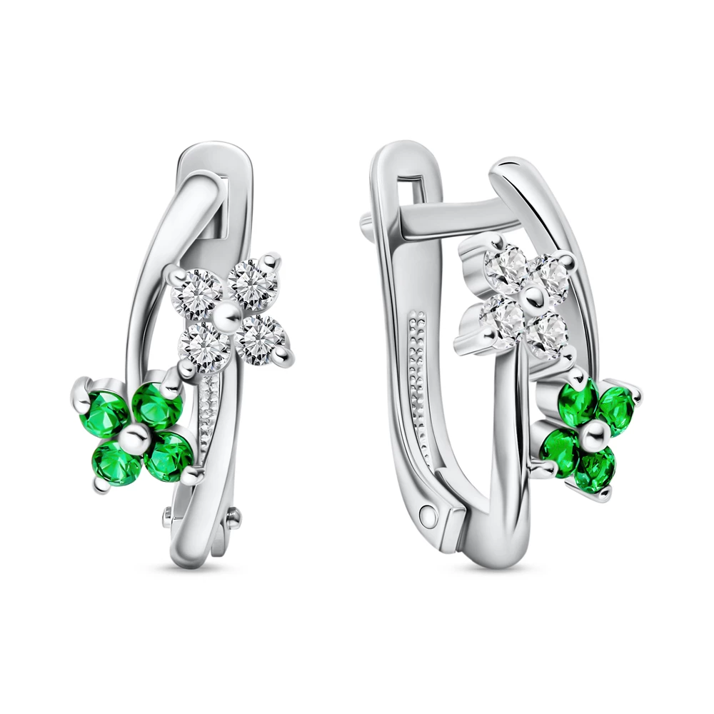 Серьги с фианитами из серебра 925 пробы