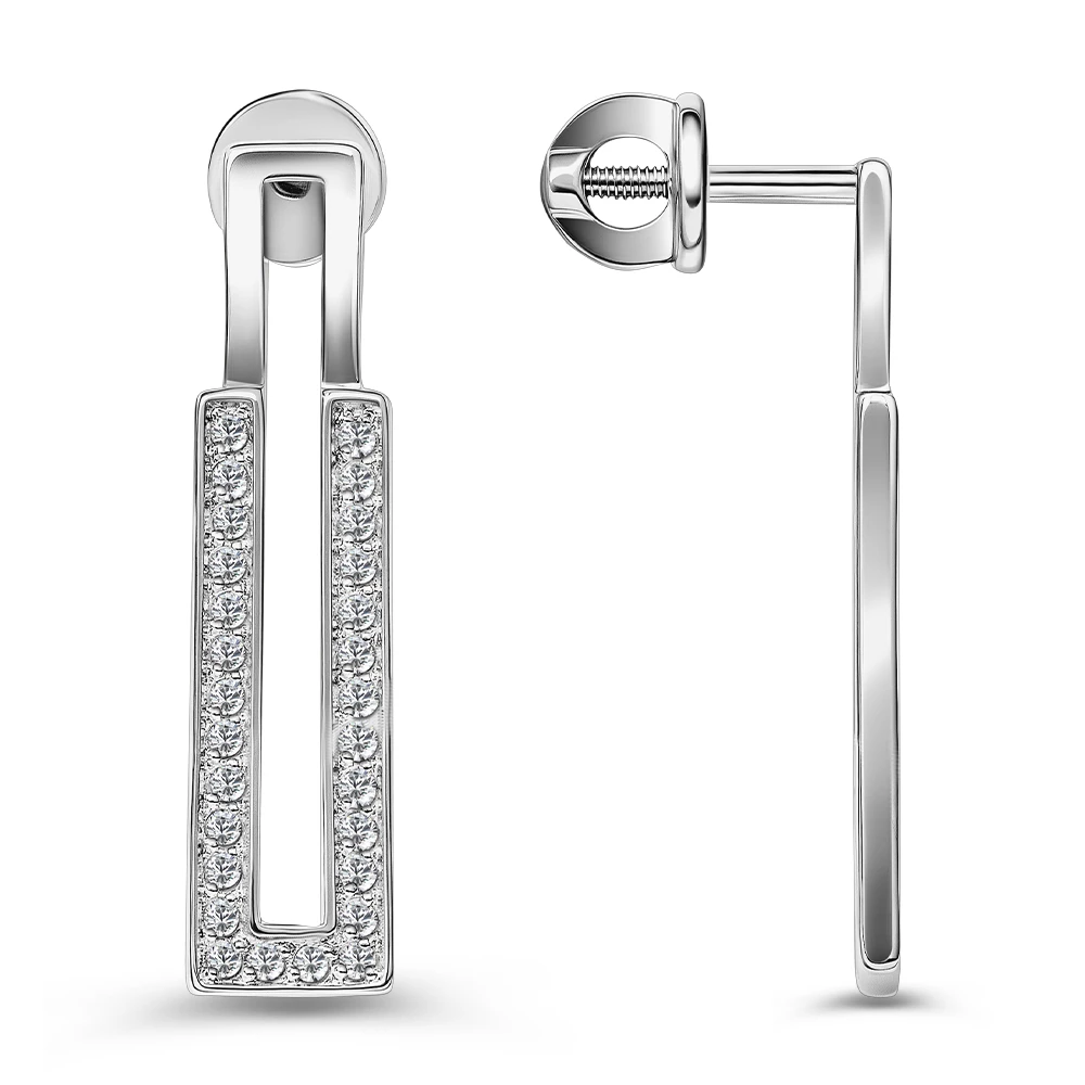 Серьги с фианитами из серебра 925 пробы 3