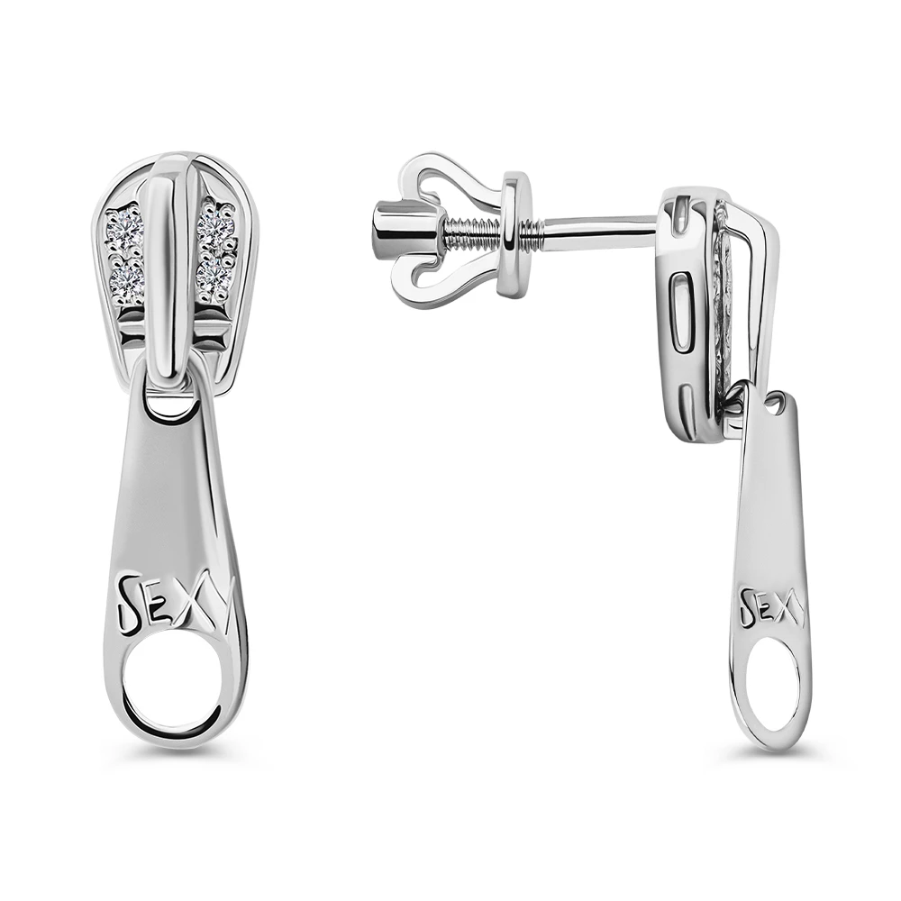 Серьги с фианитами из серебра 925 пробы 3