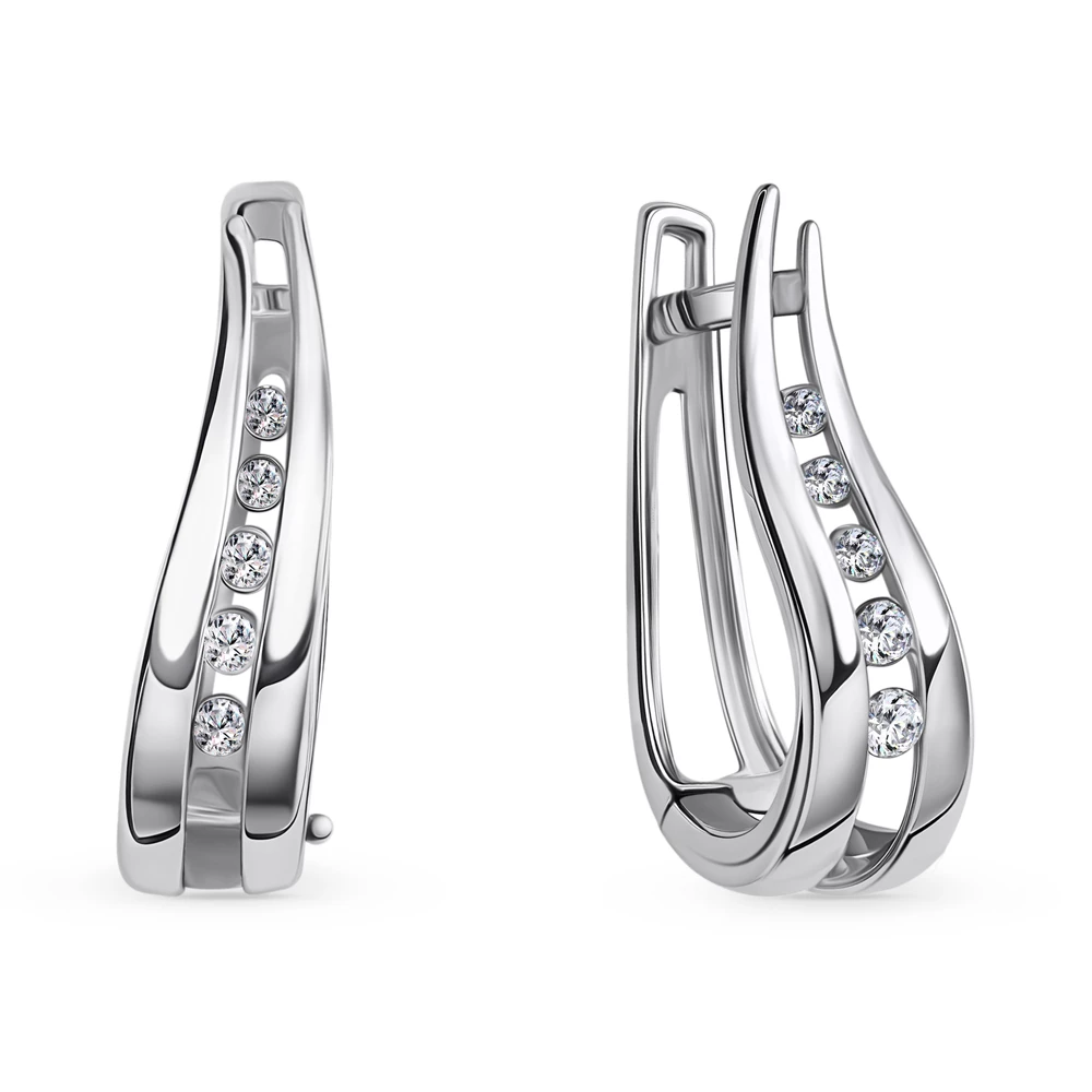 Серьги с фианитами из серебра 925 пробы 1