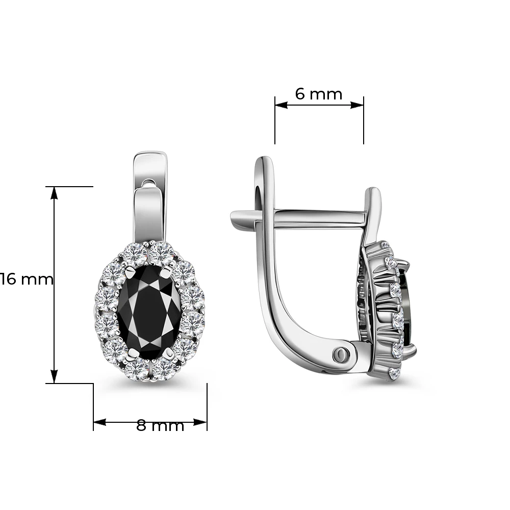 Серьги с фианитами из серебра 925 пробы