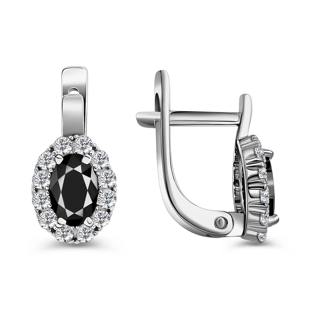 Серьги с фианитами из серебра 925 пробы