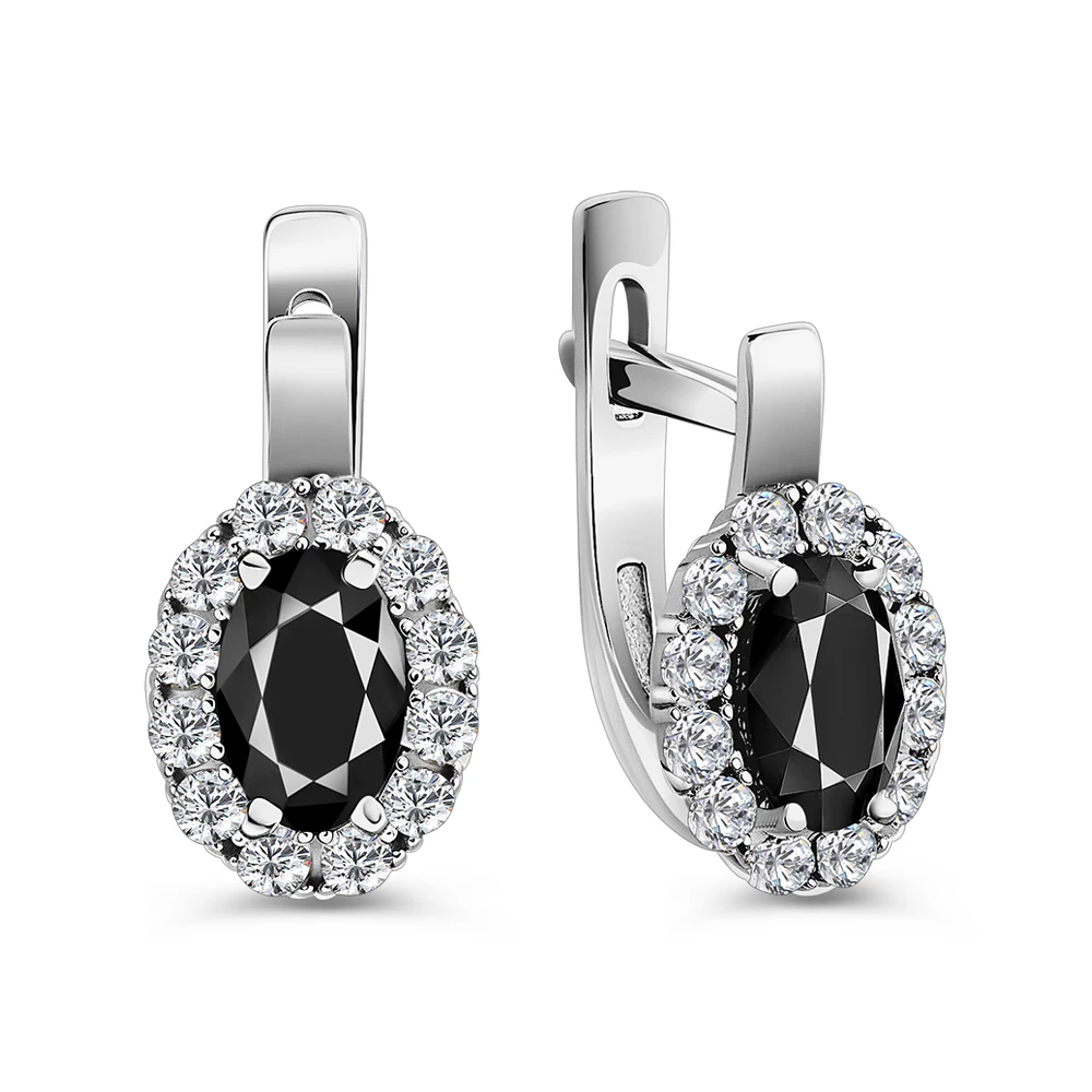 Серьги с фианитами из серебра 925 пробы