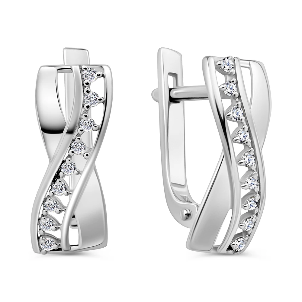 Серьги с фианитами из серебра 925 пробы 1